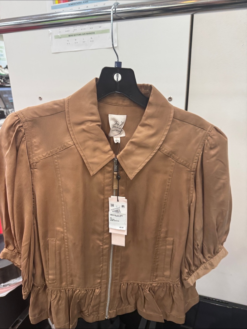 cinq a sept Brown Ruffle-Hem Utility Jacket